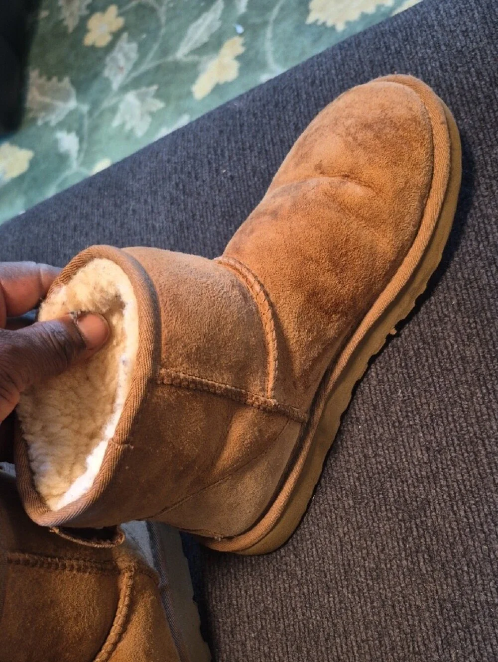 UGG Kids Chestnut Suede Shearling Boots
